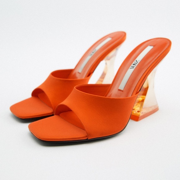 ZARA HEELED SANDALS ORANGE - Picture 3 of 3